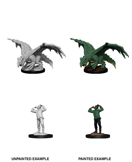 D&D Nolzur's Marvelous Miniatures: Green Dragon Wyrmling & Afflicted Elf