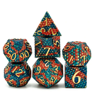 DRAGON SCALE: BLUE FIRE - METAL RPG DICE SET