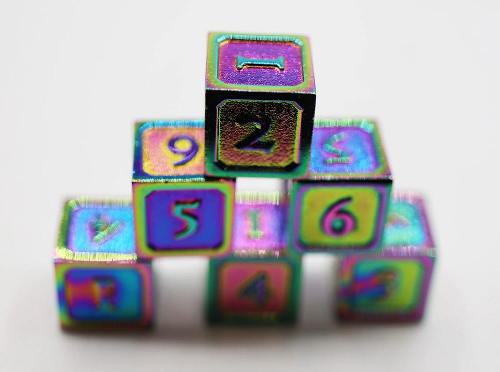 6 PIECE METAL D6'S - BURNT OPAL