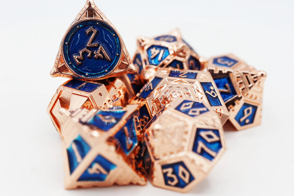 DICE 51: COPPER LIT SPACE - METAL RPG DICE SET