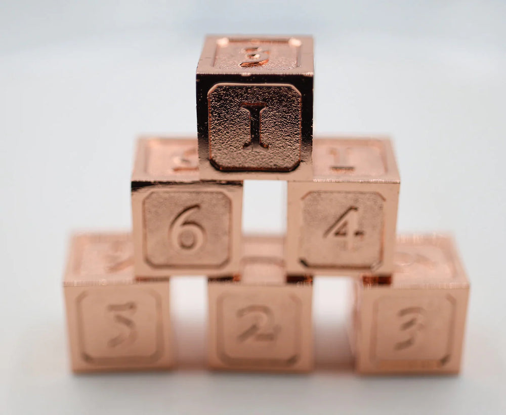 6 PIECE METAL D6'S - COPPER