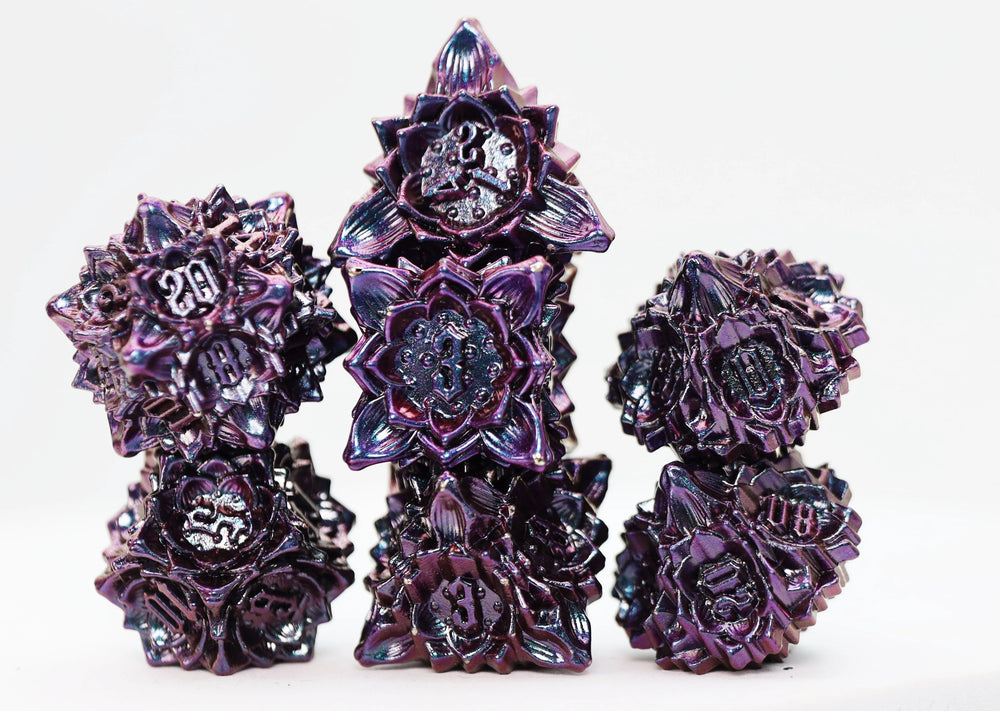 FLORAL STARBURST: BURNT NIGHTSHADE - METAL RPG DICE SET
