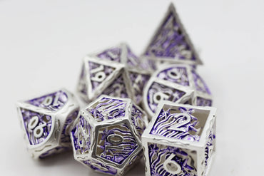 Seascape: Silver & Purple - Hollow Metal RPG Dice Set