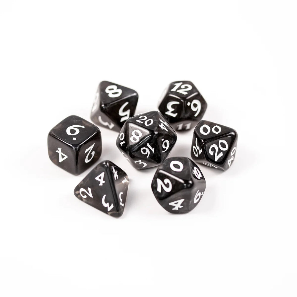 7pc RPG Set - Elessia Essentials - Black with White