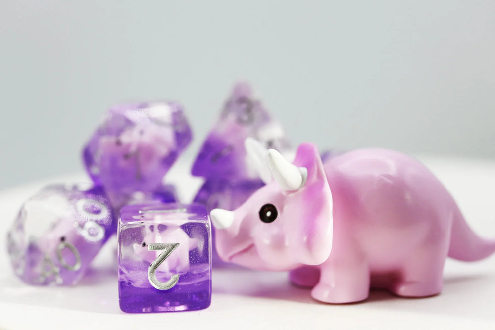 Pink Triceratops RPG Dice Set