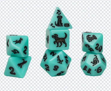 Sirius Dice 7 Dice Set Animals - Seafoam Shepherd
