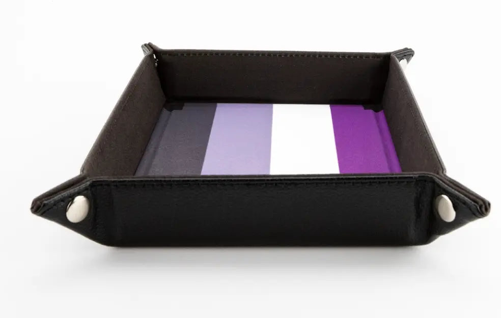FanRoll Dice Tray Fold Up Velvet with Leather Backing - Pride Asexual