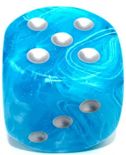 Chessex Luminary┬« 50mm w/pips Sky / Silver d6
