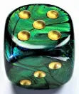Chessex Scarab┬« 50mm w/pips Jade/gold d6
