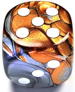 Chessex Gemini┬« 50mm w/pips Copper-Steel/white d6