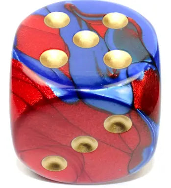 Chessex Gemini┬« 50mm w/pips Blue-Red/gold d6