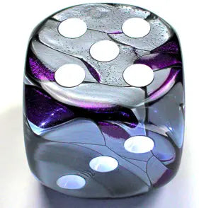 Chessex Gemini┬« 50mm w/pips Purple-Steel/white d6