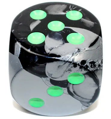Chessex Gemini┬« 50mm w/pips Black-Grey/green d6