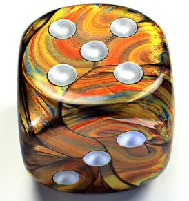Chessex Lustrous┬« 50mm w/pips Gold/silver d6