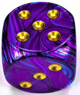 Chessex Lustrous┬« 50mm w/pips Purple/gold d6
