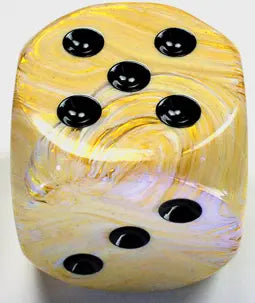 Chessex Marble 50mm w/pips Ivory/black d6