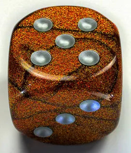Chessex Glitter 50mm w/pips Gold/silver d6