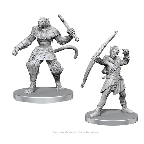 Pathfinder Battles Deep Cuts Miniatures: Unpainted Minis- Wave 26- Elf Hunter & Catfolk Bandit
