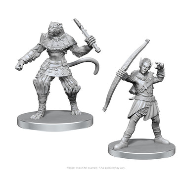 Pathfinder Battles Deep Cuts Miniatures: Unpainted Minis- Wave 26- Elf Hunter & Catfolk Bandit
