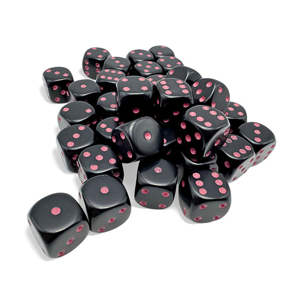 Chessex 12mm 36d6 Opaque: Black/Pink