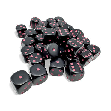 Chessex 12mm 36d6 Opaque: Black/Pink