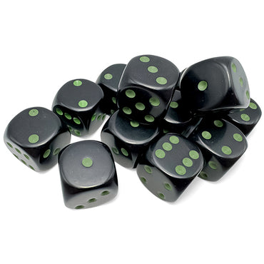 Chessex 16mm 12d6 Opaque: Black/Green