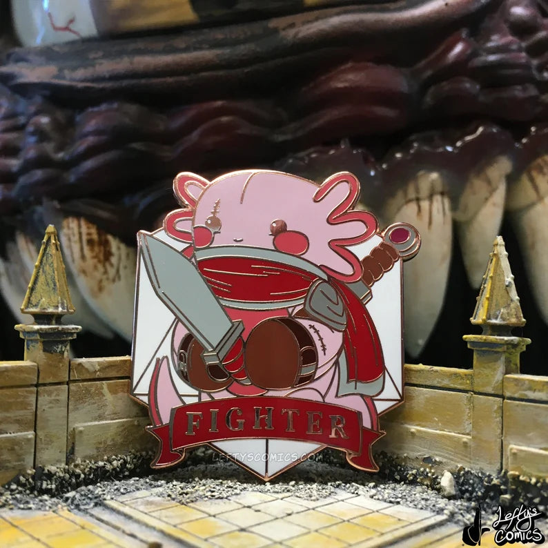 Axolotl Fighter Pin Pink (Medium)