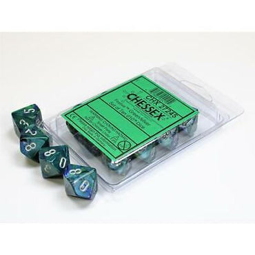 Festive - Green w/Silver - Set of Ten d10s