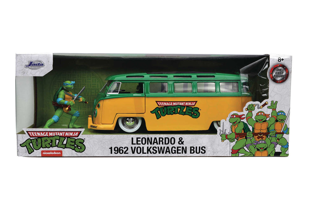 Hwr 1962 Vw Bus W/Teenage Mutant Ninja Turtles Leonardo Figure 1/24 Die-Cast Veh