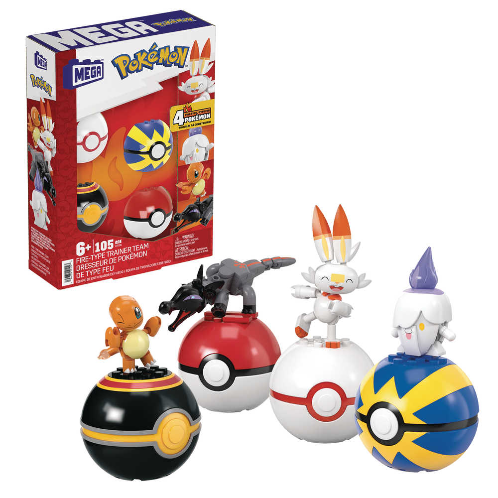 Mega Construx Pokemon Fire-Type Trainer Team